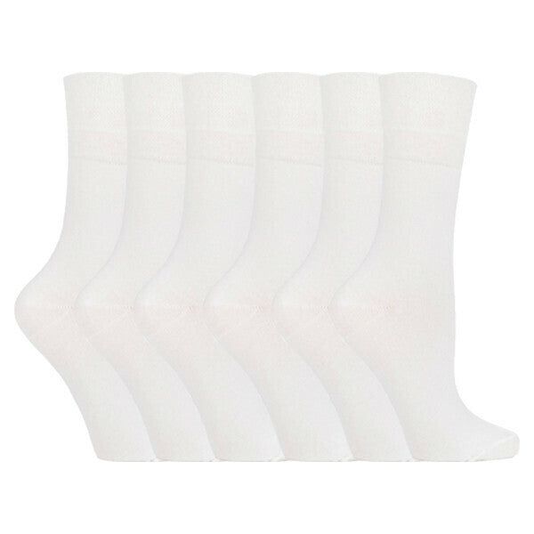 Gentle Grip 6 Pairs Ladies Diabetic Sock 4-8 UK White