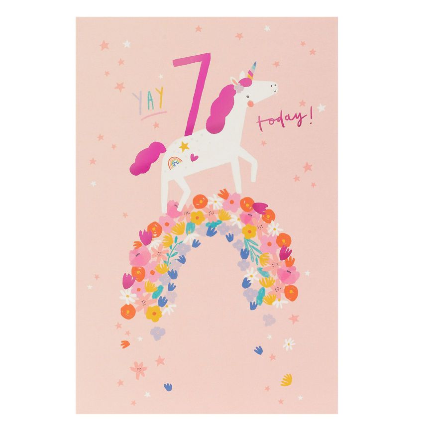 George Home Age 7 Unicorn Birthday Card