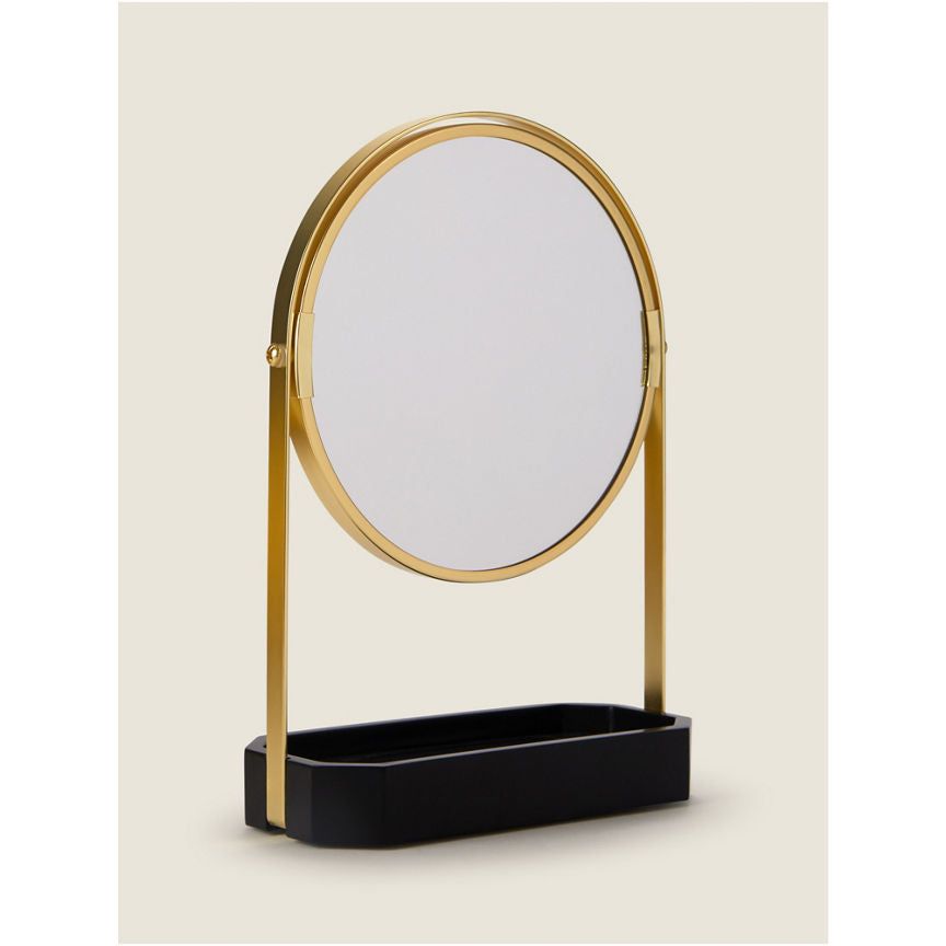 George Home Black and Brass Stand Mirror