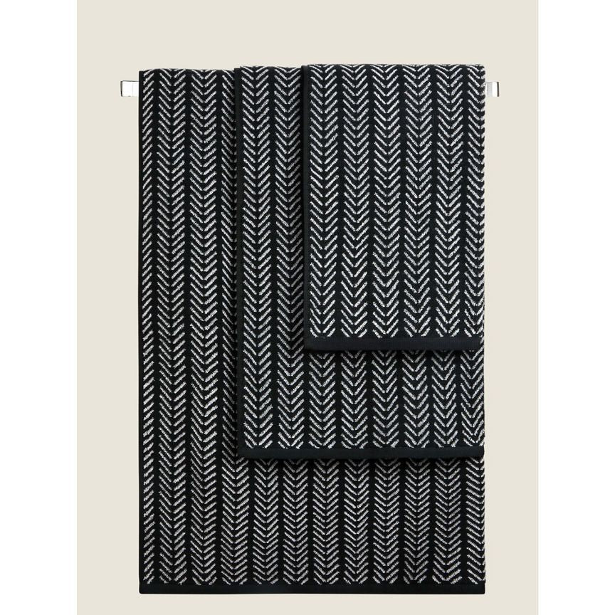 George Home Black Herringbone Hand Towel