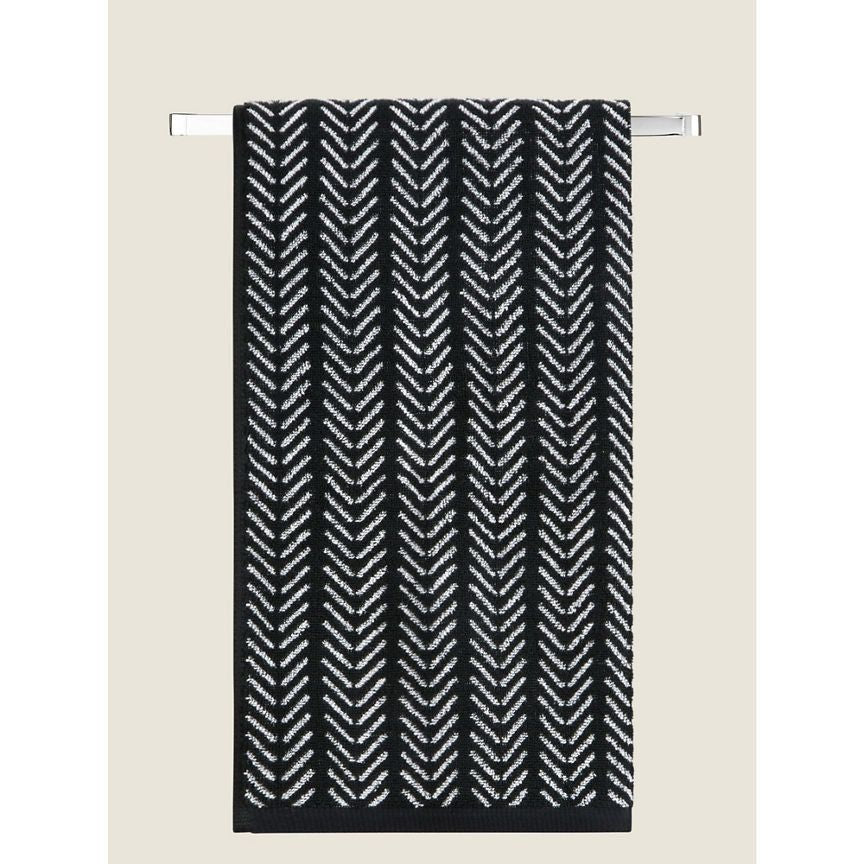 George Home Black Herringbone Hand Towel