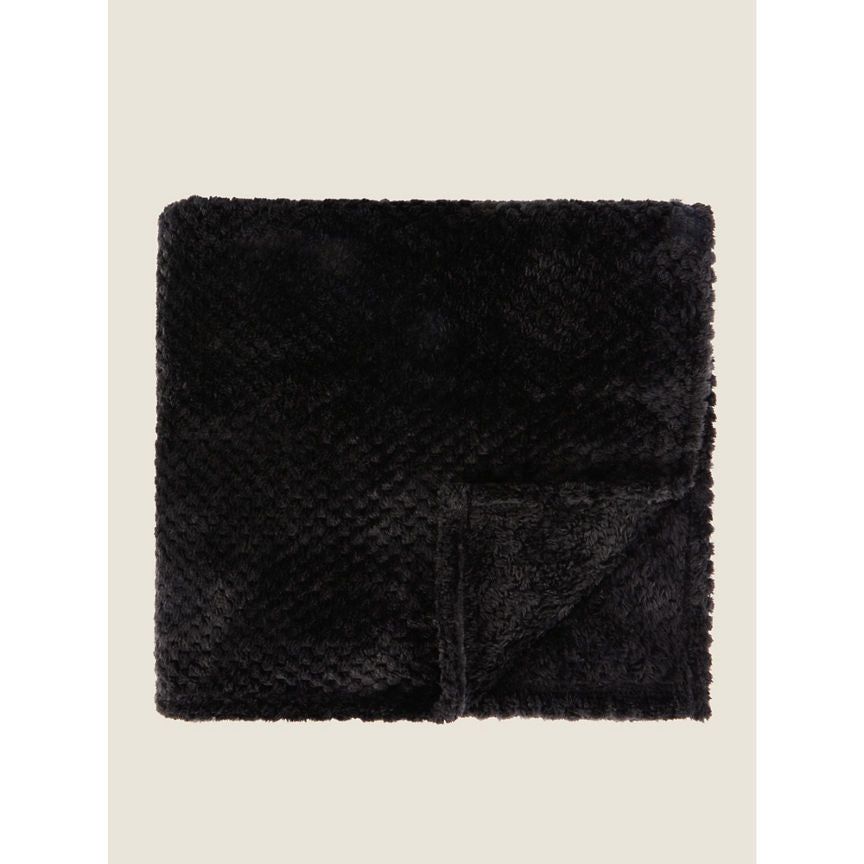 George Home Black Waffle Super Soft Throw