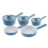 George Home Blue &amp;amp; White Pans - Set of 5