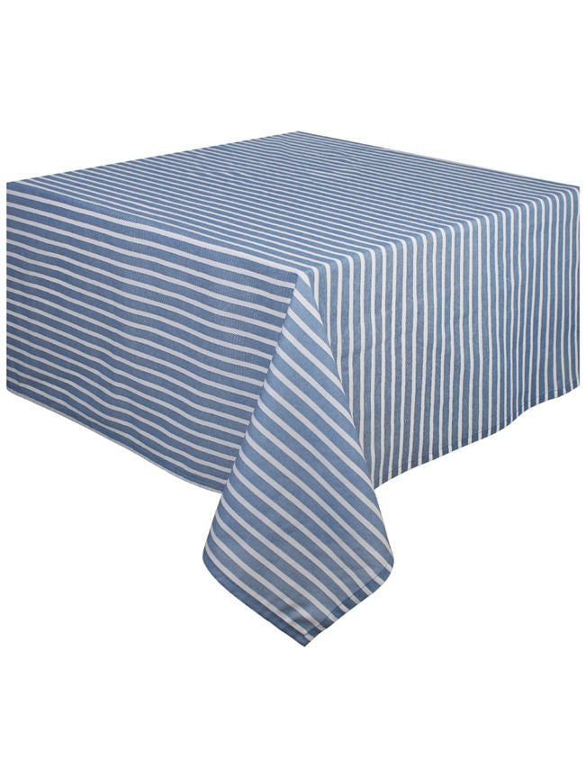 George Home Blue & White Riviera Blue Stripe Tablecloth