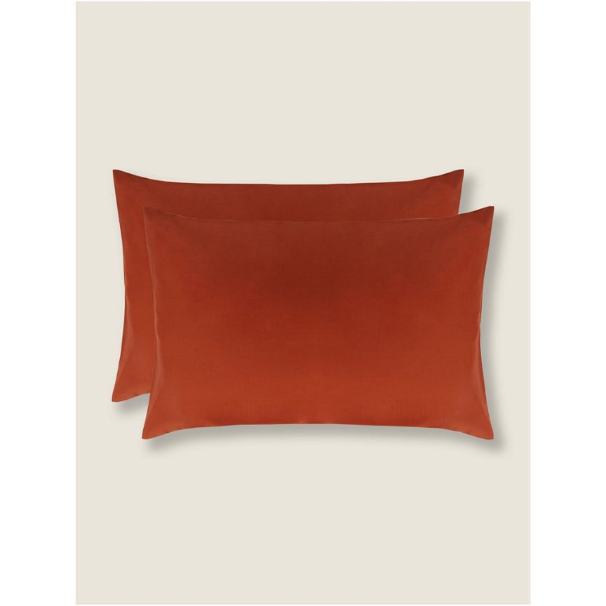 George Home Burnt Orange Pillowcase Pair