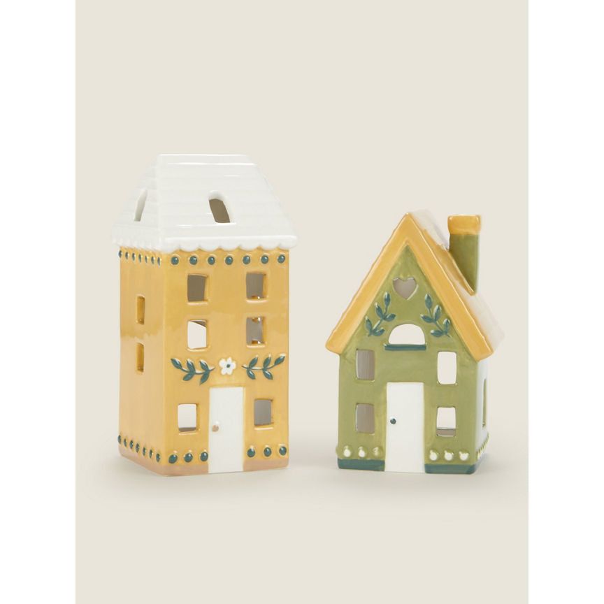 George Home Cabin House Tea Light Holder - Set of 2