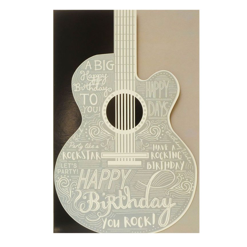 George Home Die Cut Guitar Birthday Card