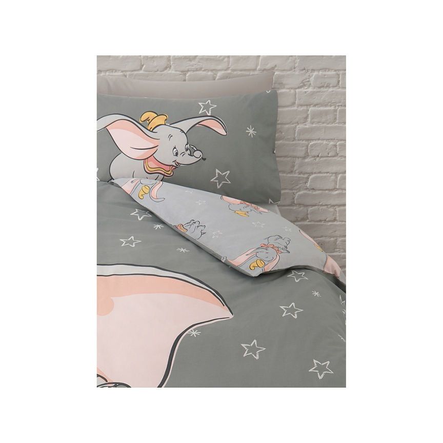 George Home Disney Grey Dumbo Reversible Duvet Set Double