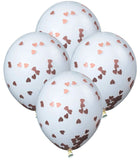 George Home Double Layered Rose Gold Heart Confetti Balloons