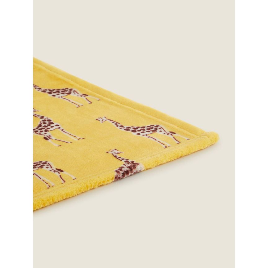 George Home Giraffe Print Super Soft Throw Yellow