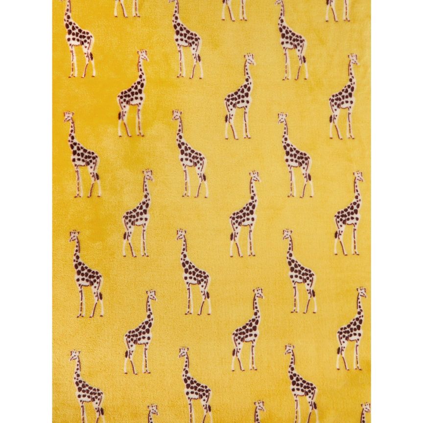 George Home Giraffe Print Super Soft Throw Yellow