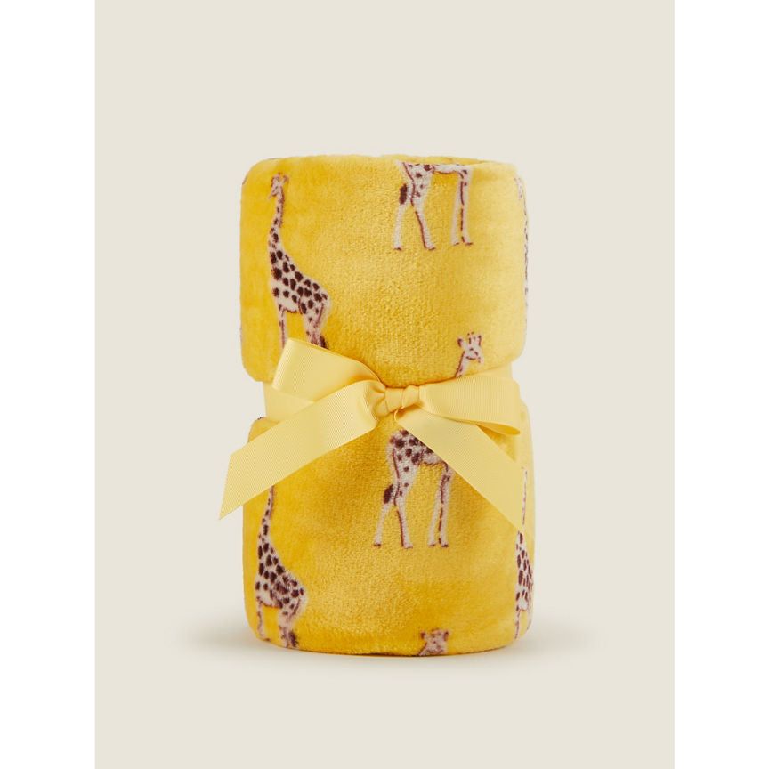 George Home Giraffe Print Super Soft Throw Yellow