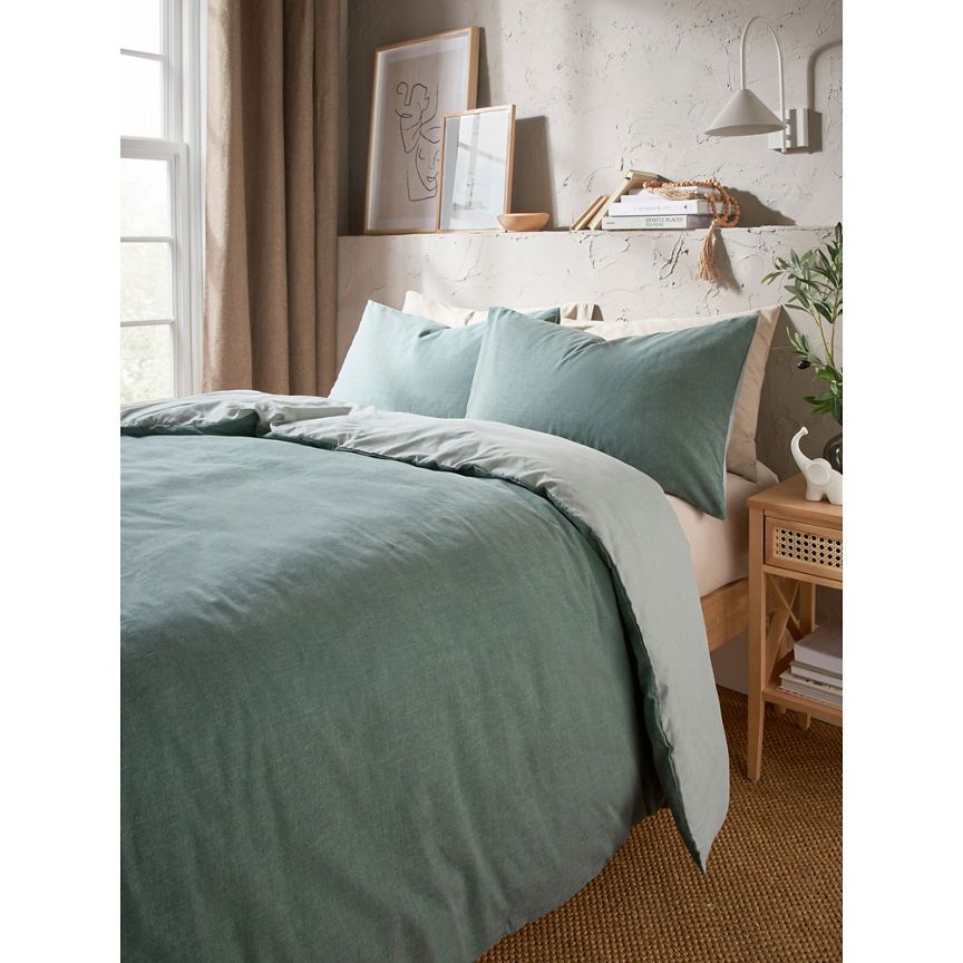 George Home Green Reversible Textured Duvet Set - King