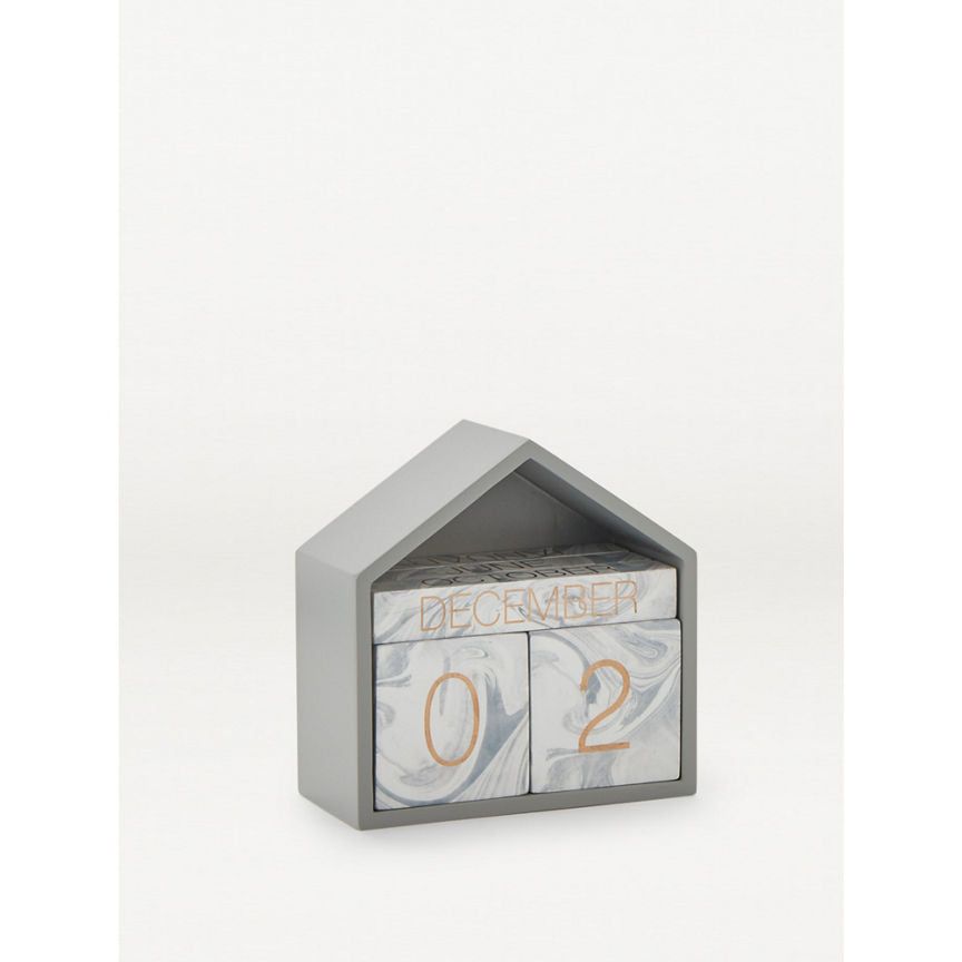 George Home Grey And Gold Marble Calendar Block