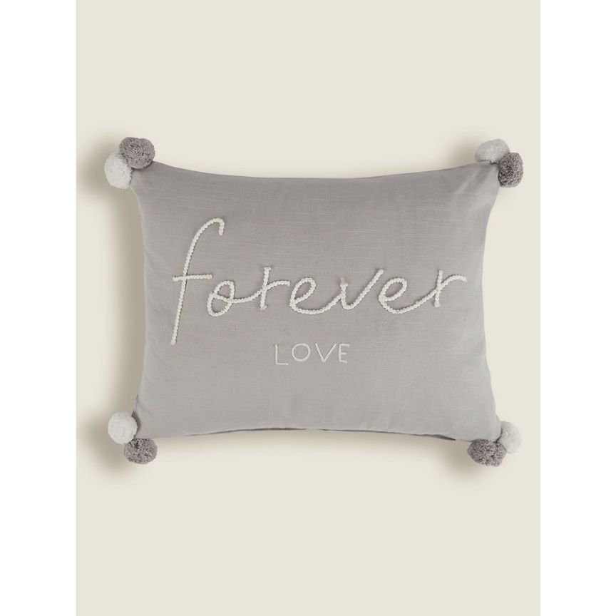 George Home Grey Forever Love Slogan Cushion