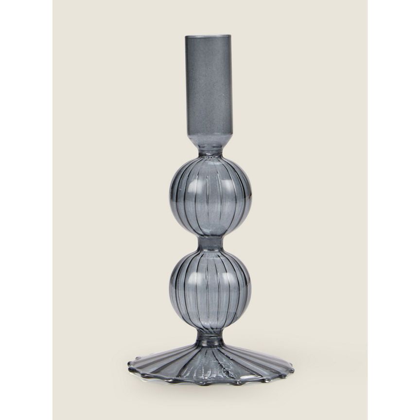 George Home Grey Glass Taper Holder