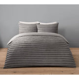 George Home Grey Luxury Washed Tufted Duvet Set - Double