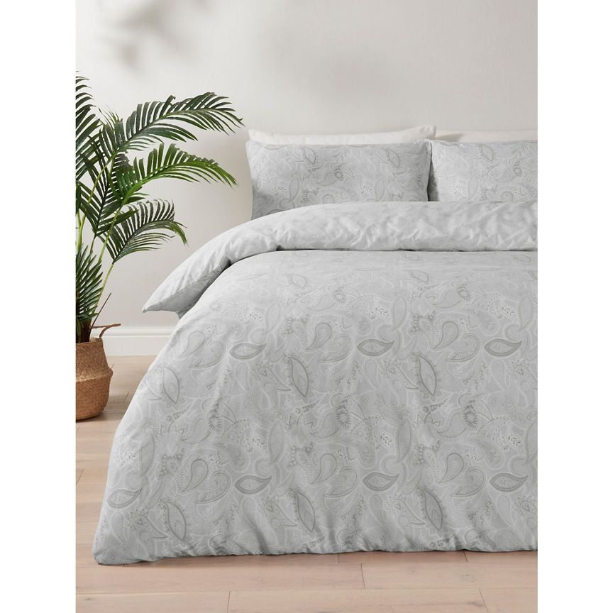 George Home Grey Paisley Duvet Set -Super King