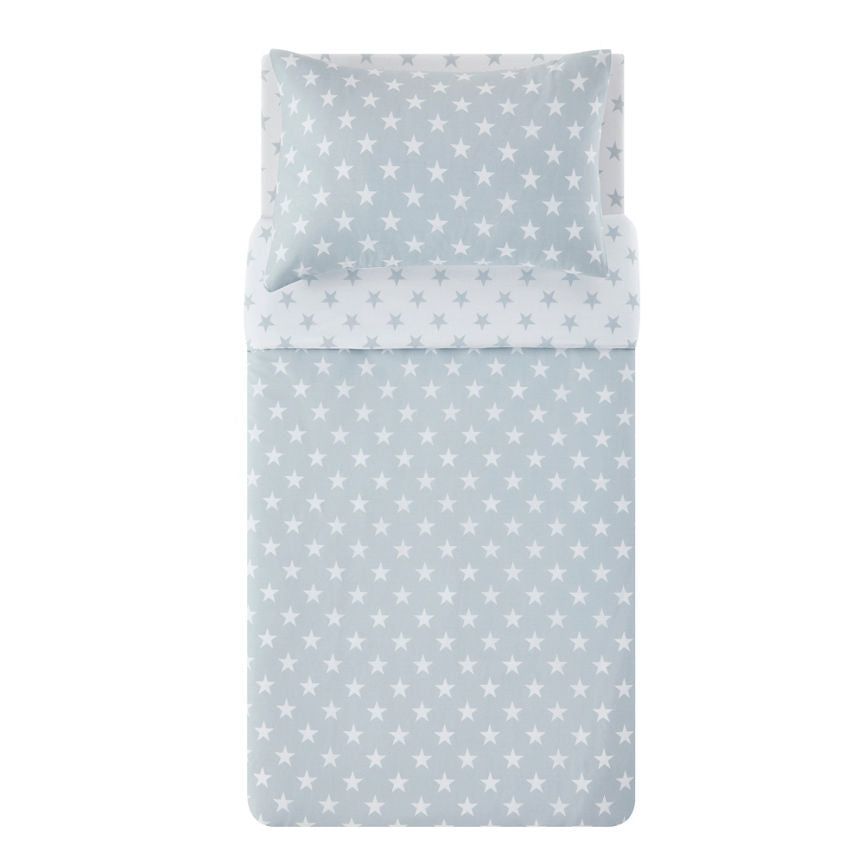 George Home Grey Star Print Easy Care Reversible Duvet Set - Toddler