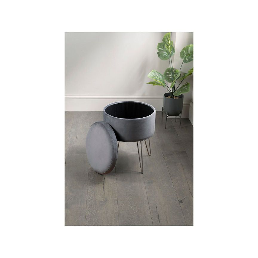 George Home Grey Velvet Storage Stool