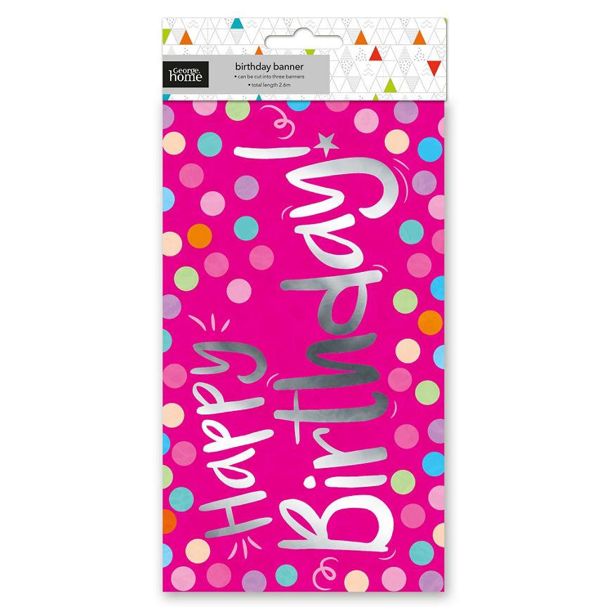 George Home Happy Birthday Pink Foil Banner