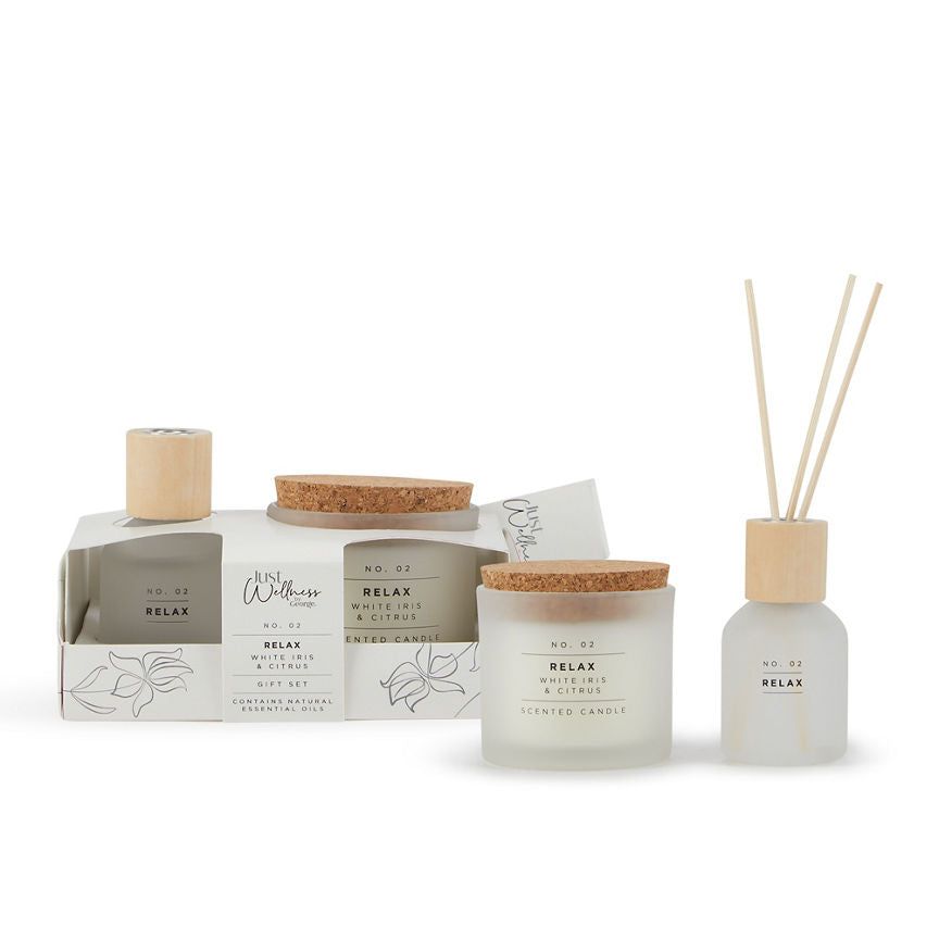 George Home Just Wellness White Iris and Citrus Candle and Reed Giftset