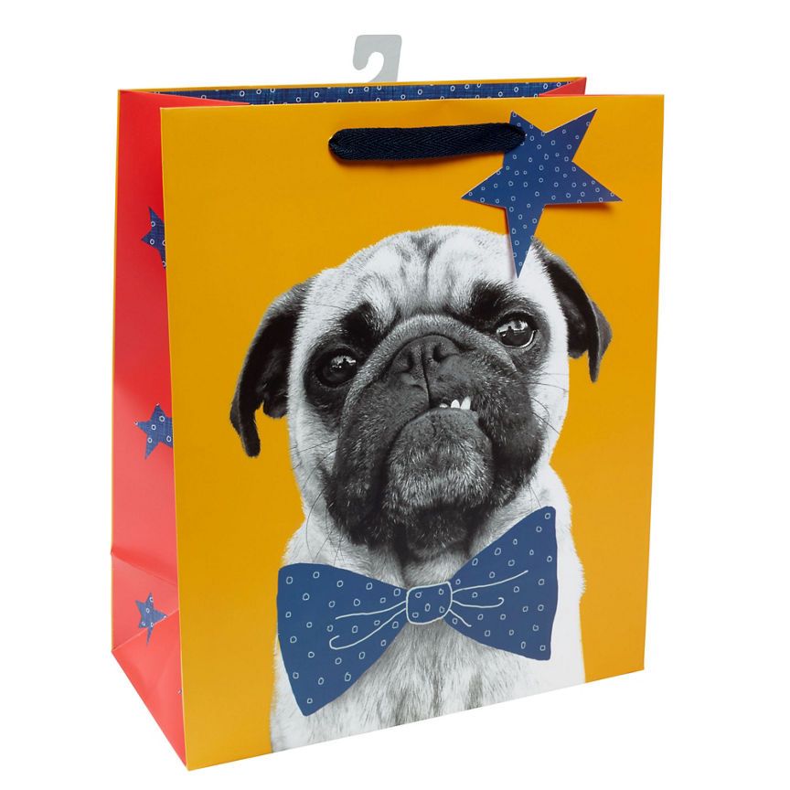 George Home Large Pug Gift Bag & Tag