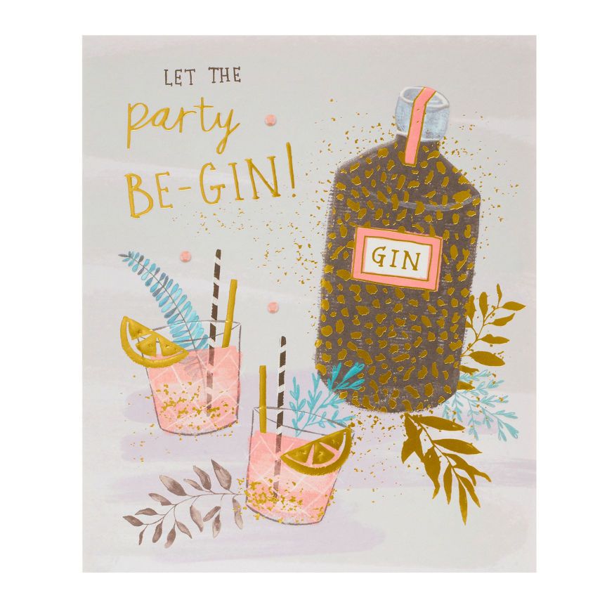 George Home Let the party Be-Gin Birthday Card