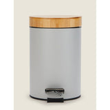 George Home Light Grey 3L Pedal Bin With Bamboo Lid