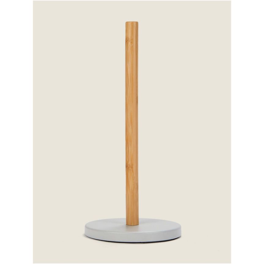 George Home Light Grey &amp;amp; Bamboo Toilet Roll Stand