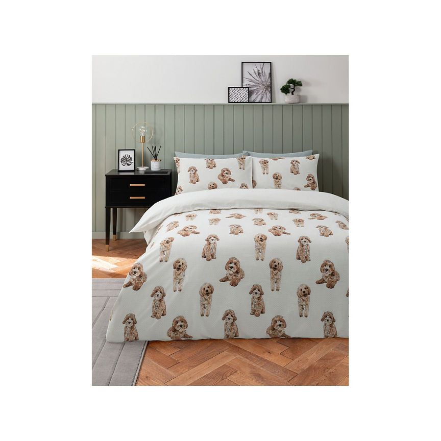 George Home Natural Cockapoos Reversible Duvet Cover Set - Double