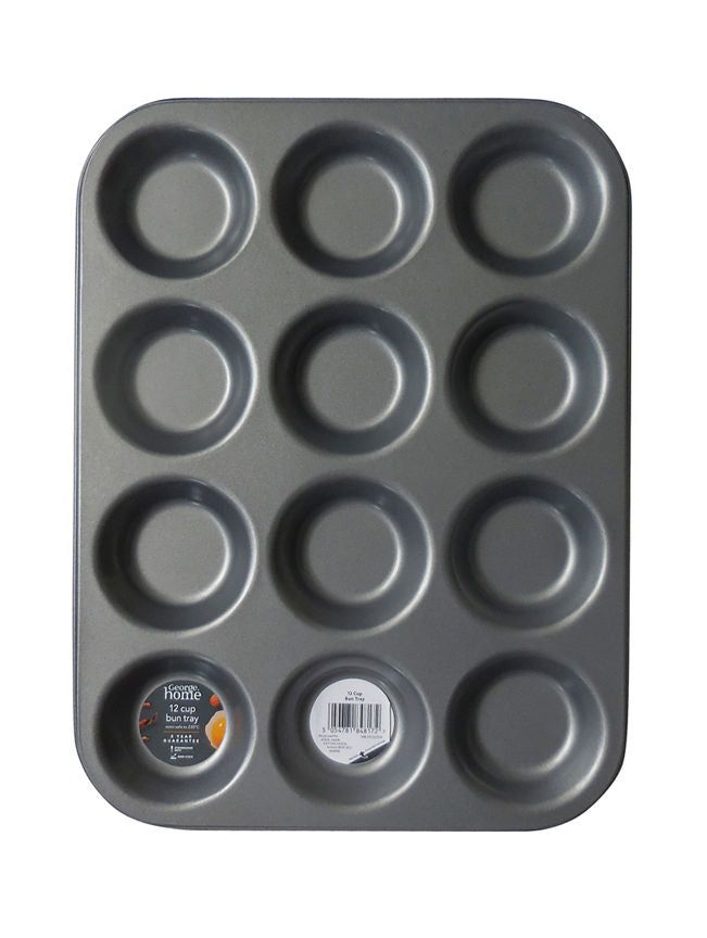 George Home Non-Stick Grey 12 Cup Bun Tray