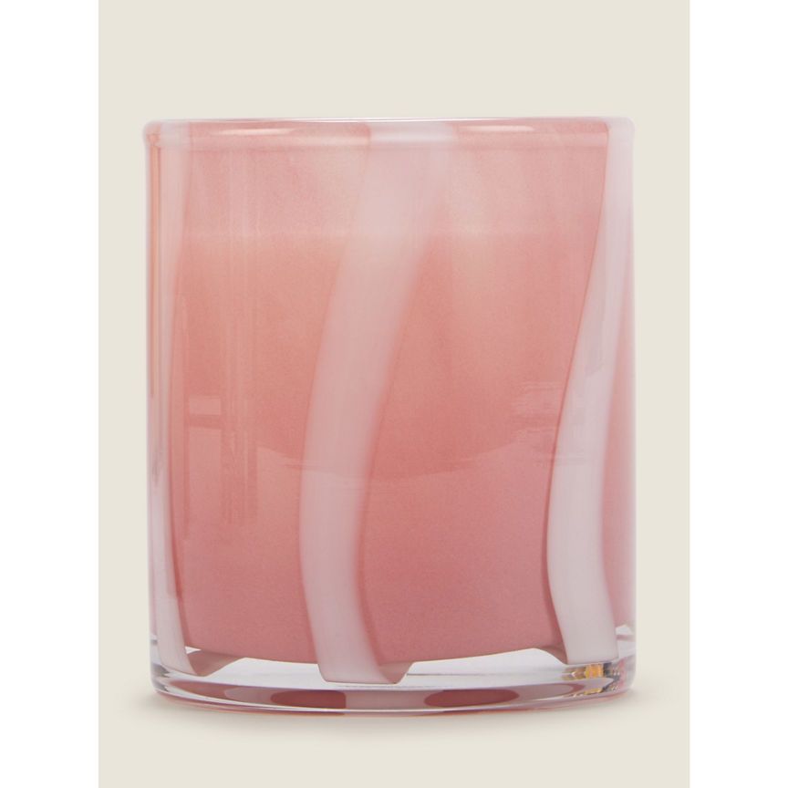 George Home Pink Flower Striped Candle