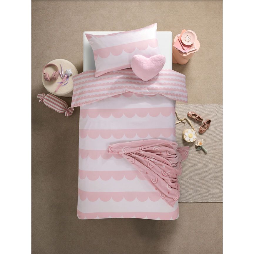 George Home Pink Scallop Microfibre Reversible Duvet Set - Single