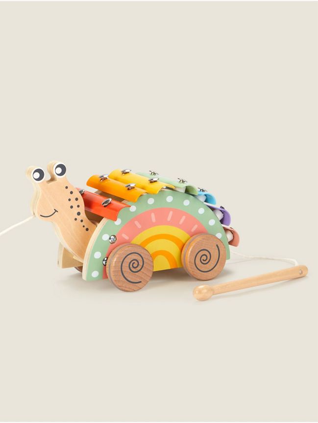 George Home Pull Along Musical Xylophone Wooden Snail