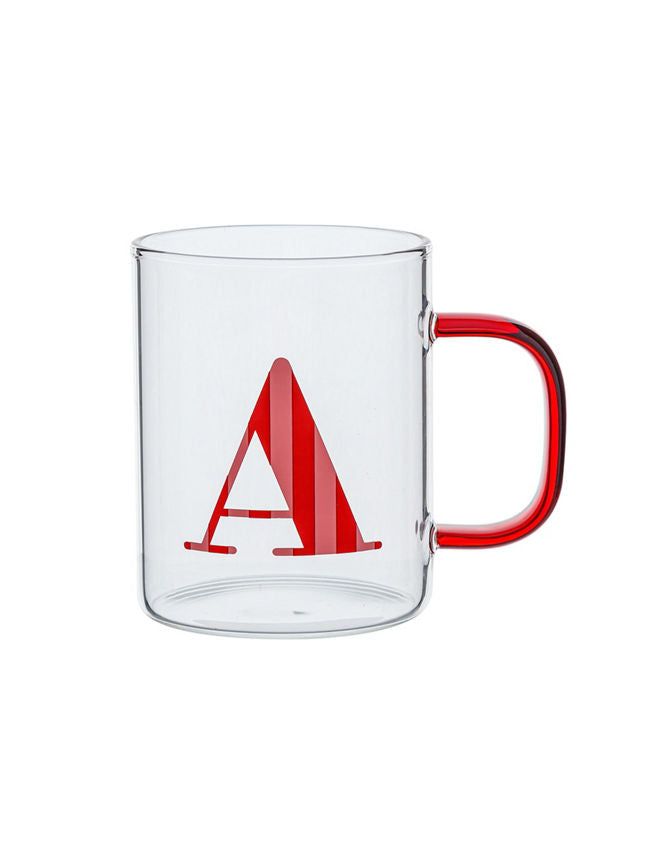 George Home Red Alphabet Glass Mug - A