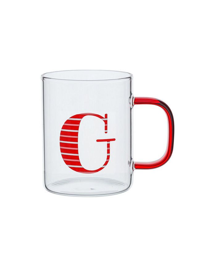 George Home Red Alphabet Glass Mug - G