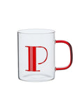 George Home Red Alphabet Glass Mug - P