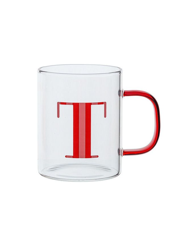 George Home Red Alphabet Glass Mug - T