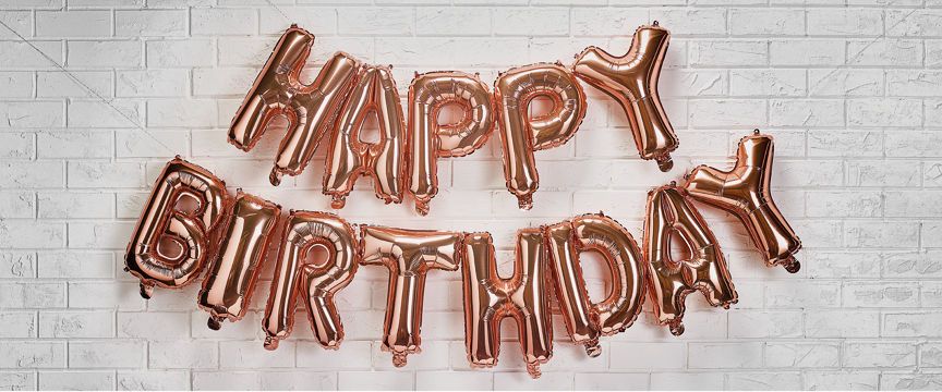 George Home Rose Gold Happy Birthday Balloon Banner