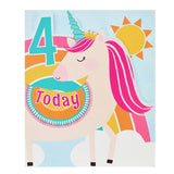 George Home Unicorn Age 4 Birthday Card