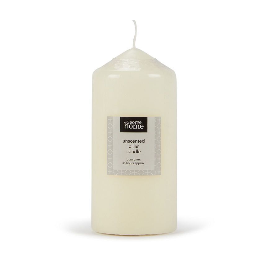 George Home Unscented Cream Medium Pillar Candle