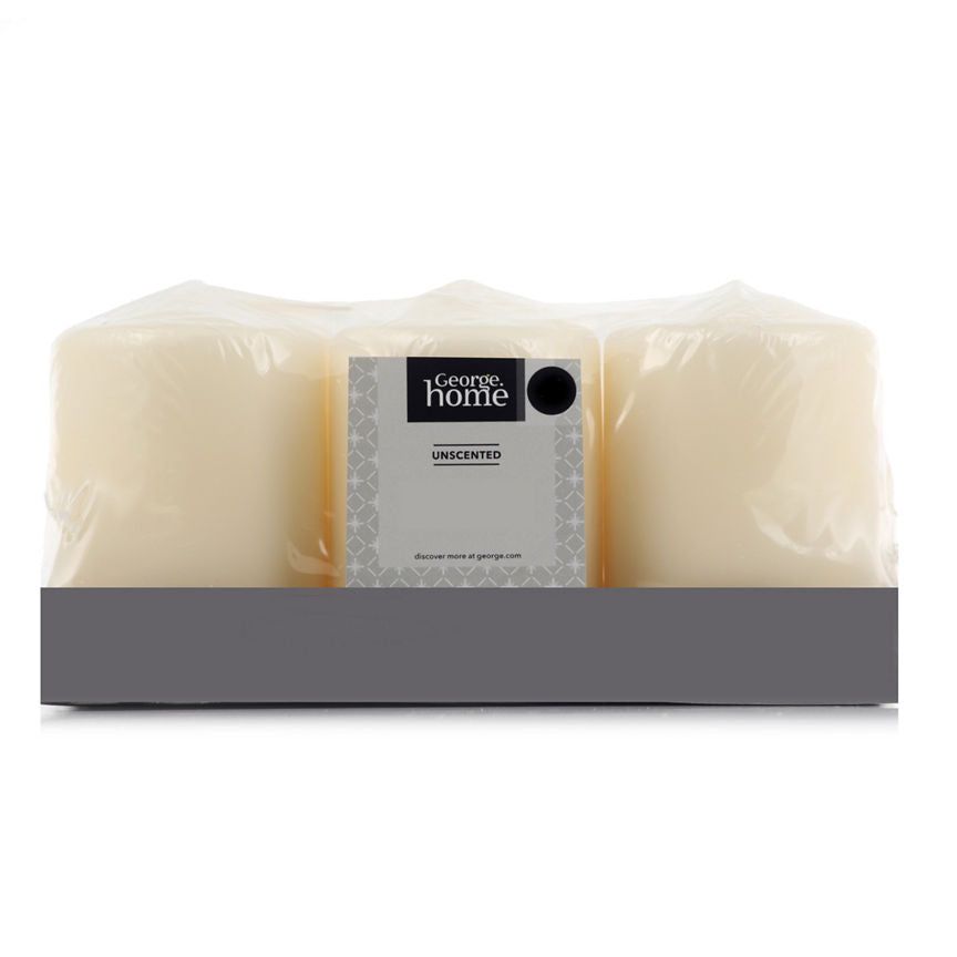 George Home Unscented Cream Pillar Candles