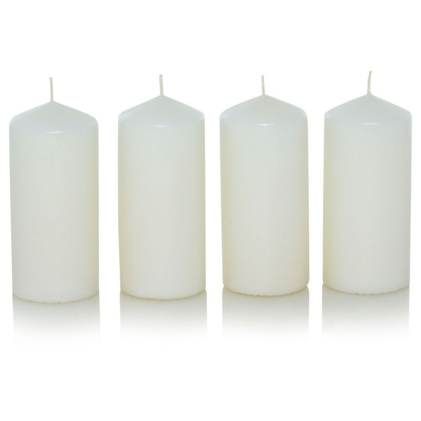 George Home Unscented White Medium Pillar Candles