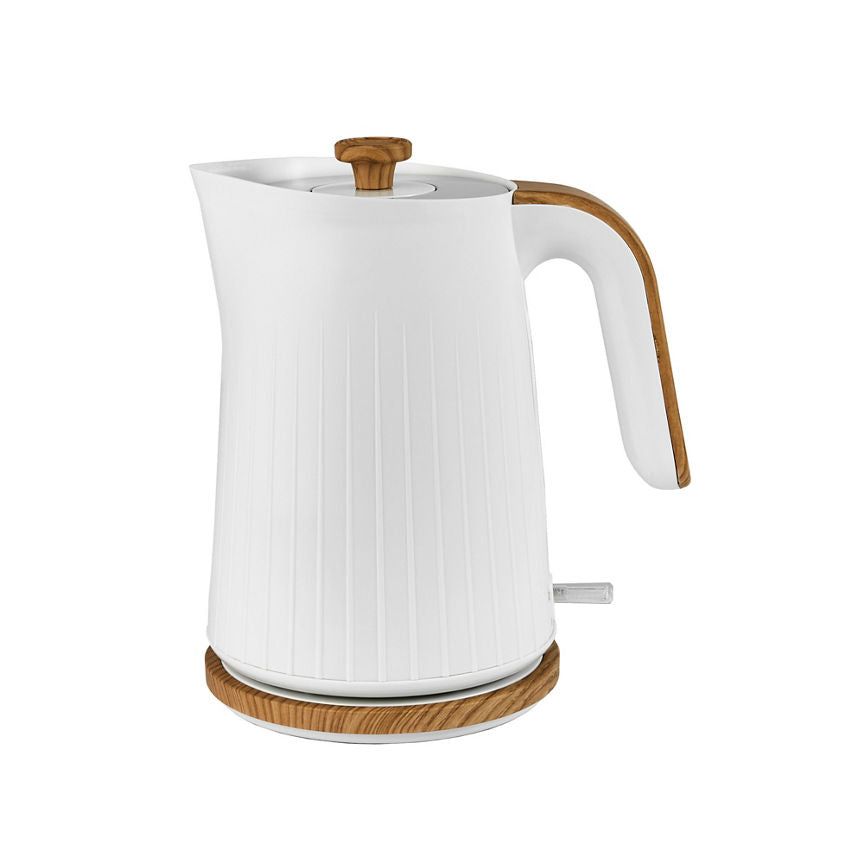 George Home White And Wood Textured Scandi Fast Boil Kettle 1.7L