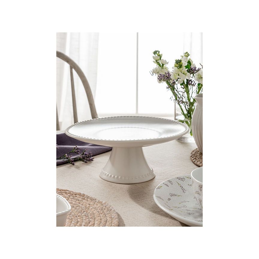 George Home White Beaded Cake Stand