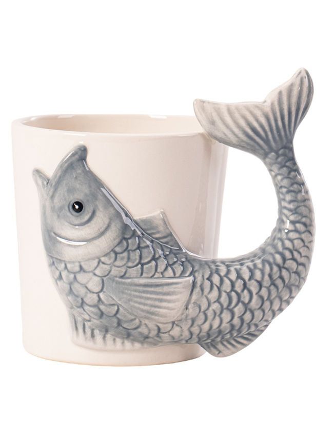 George Home White &amp;amp; Blue 3D Fish-Shaped Mug