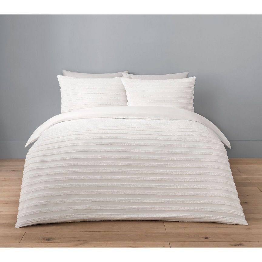 George Home White Luxury Washed Tufted Duvet Set - Double