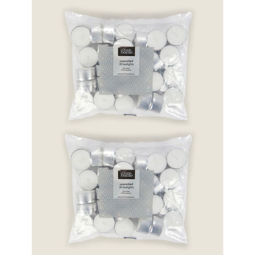 George Home White Unscented Tealights 60pk Bundle