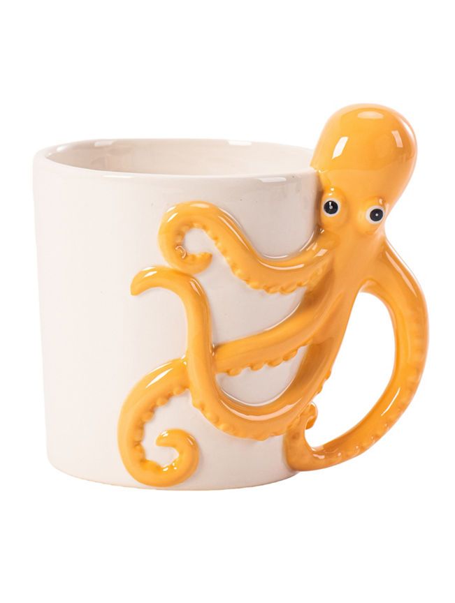 George Home White &amp;amp; Yellow 3D Octopus-Shaped Mug